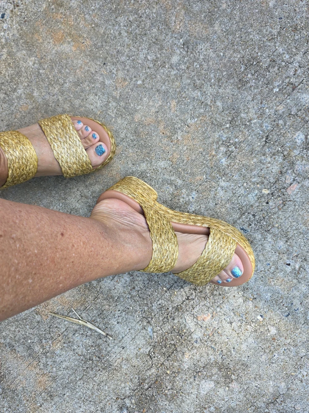 Matisse Beach Woven Straw Platform Slide Sandals - Natural Tan